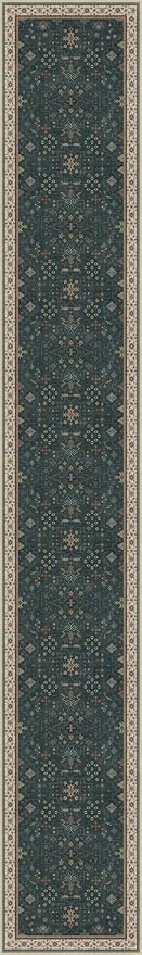 Hazo Haus Washable 3x20 Dark Green Hallway Runner Rug - Modern Vintage Boho Long Wide Runner Rugs for Kitchen, Eclectic Floral with Brown Accent, Low Pile Stain Resistant