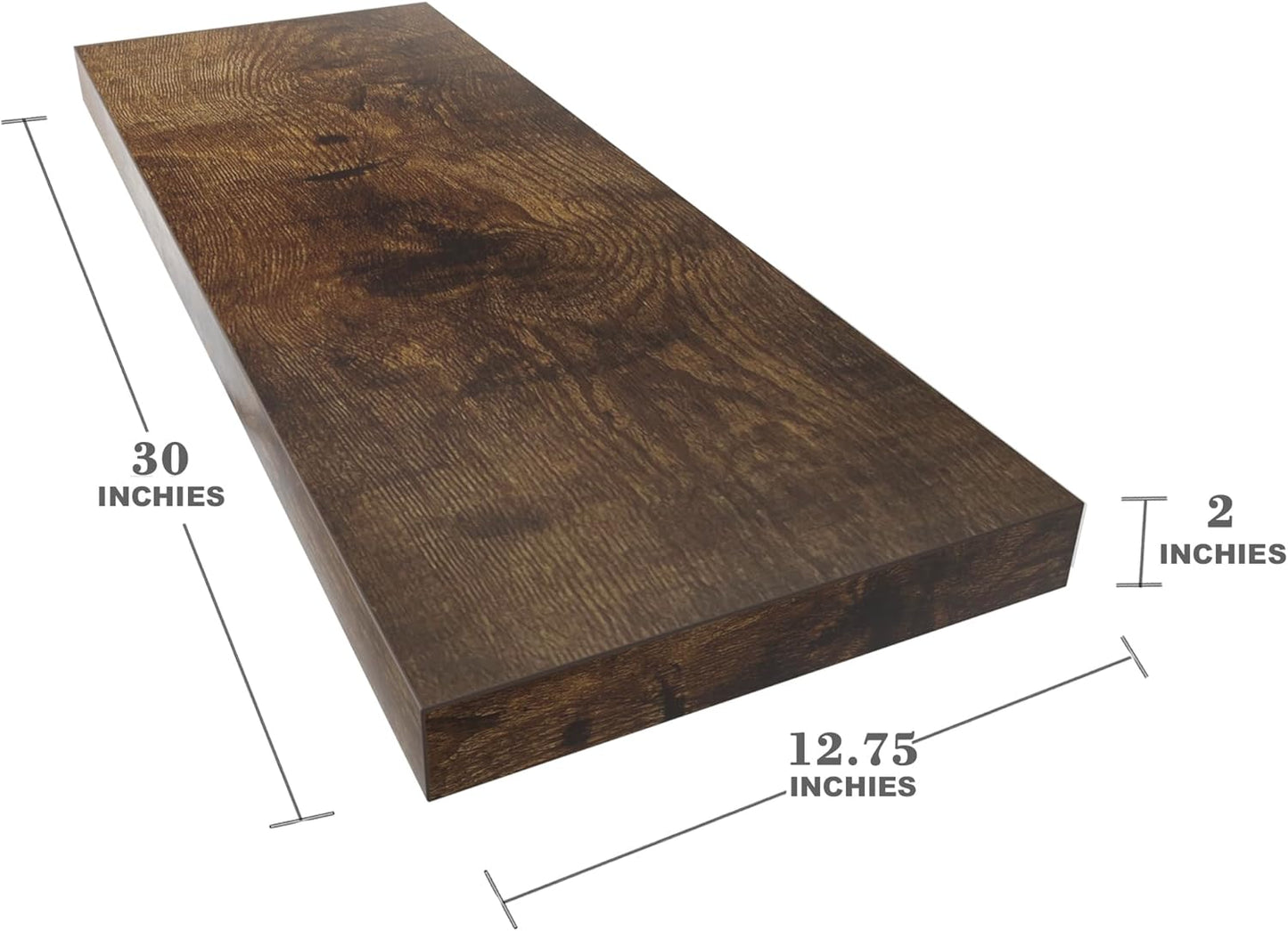 Large Floating Shelves for Wall Set of 3 Wooden Wall Shelves 30 in x 12.75 in x 2 in Room Decor Long Shelf with Invisible Wall Mount Bracket for Bedroom Kitchen Living Room Rustic Brown