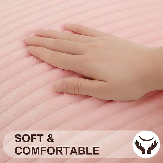 Simmore Decorative Fall Throw Pillow Covers 20x20 Set of 2, Soft Plush Flannel Double-Sided Fluffy Rectangle Pillow Covers for Couch Sofa Living Room, Pink