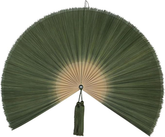 ChumDecor Bamboo Fan Wall Decor,Japanese Chinese Wall Fans,Large Bamboo Fan Wall Art for Boho Hanging Headboard, Decorative Folding Fans (Dark Moss Green 60inch)