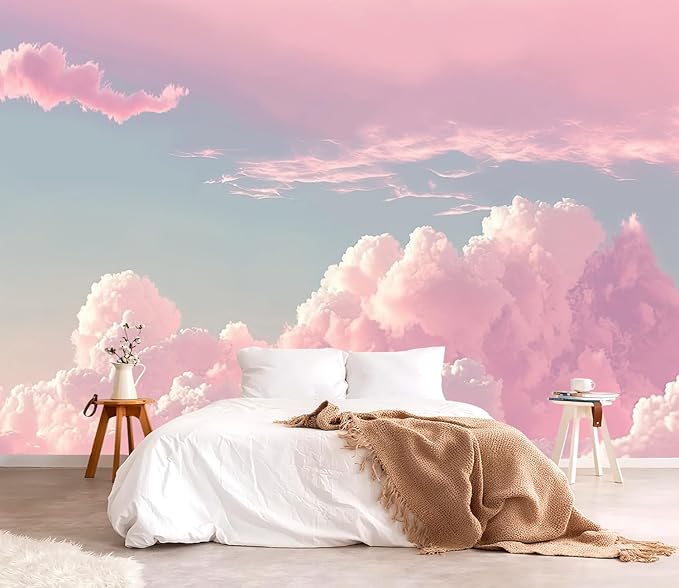 YQWDMX - 3D Pink Cloud Peel and Stick Wallpaper wall Mural Girl Kid's Room ZY08 M