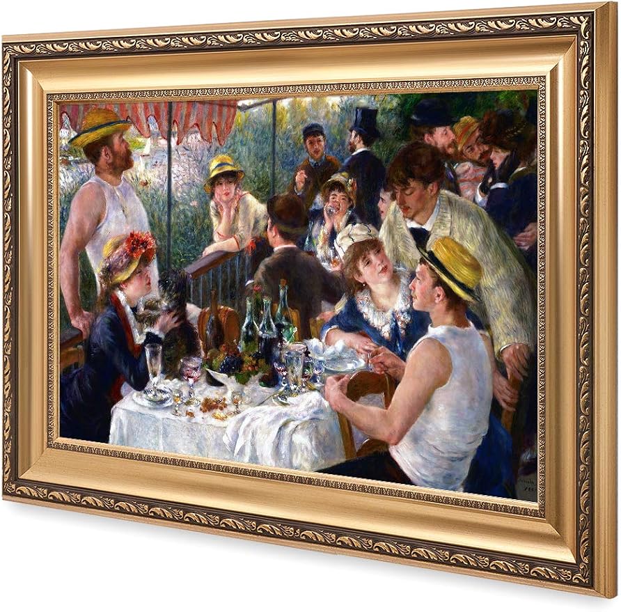DECORARTS - Luncheon of the Boating Party by Pierre-Auguste Renoir, Giclee Print on Canvas. Ready to Hang Framed Wall Art for Home and Office Decor. Total Size w/Frame: 30x22
