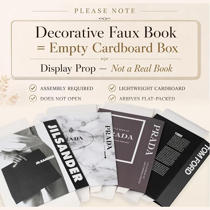 PROBENEX 4 Pcs Decorative Books | Faux Marble Cardboard Coffee Table Decor | Minimalist Modern Look - Not Real, No Pages Inside - Arrives Flat, Tool-Free 2-Min Setup