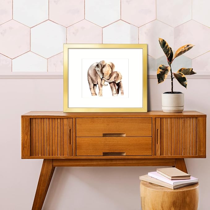 LaVie Home 16x20 Picture Frame Gold Poster Frame,Display Pictures 11x14 with Mat or 16x20 Without Mat, Stable and Sturdy Frame and Polished Plexiglass, Horizontal and Vertical Format of The Walls