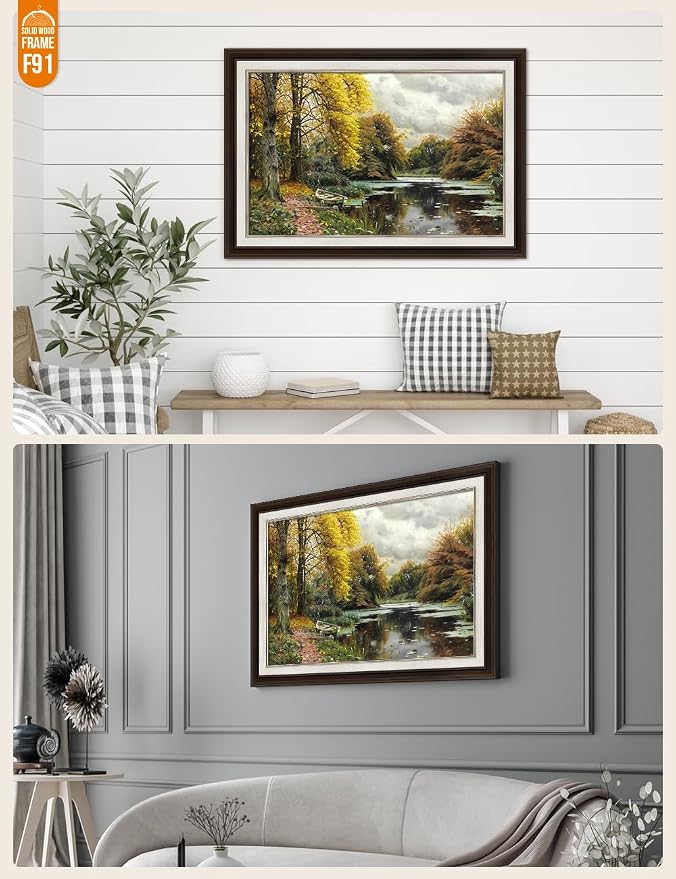 DECORARTS - River Landscape 1903 by Peder Mork Monsted. World Famous Painting Reproduction. Giclee Prints in Classic Golden Frame Ready to Hang