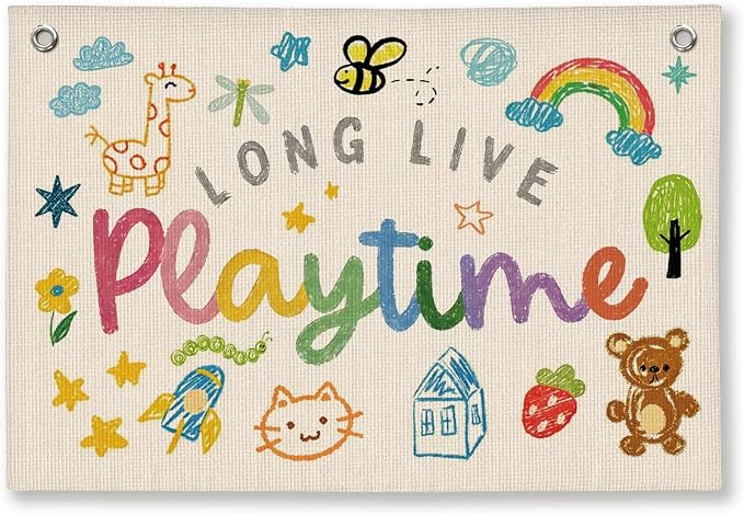 Playroom Nursery Wall Decor, Toddler Playroom Decor Hanging Linen Banner,Play Room Wall Decor for Nursery, 20x30 Inch