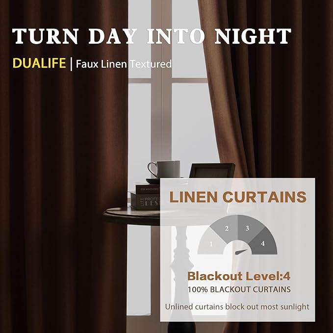 DUALIFE Terracotta Blackout Long Curtain Drapes 102 Inch 2 Panels Set Back Tab Rod Pocket Orange Decor Window Curtain Panels 102 Inches Long for High Living Room 50 Inch Wide, Rust Color