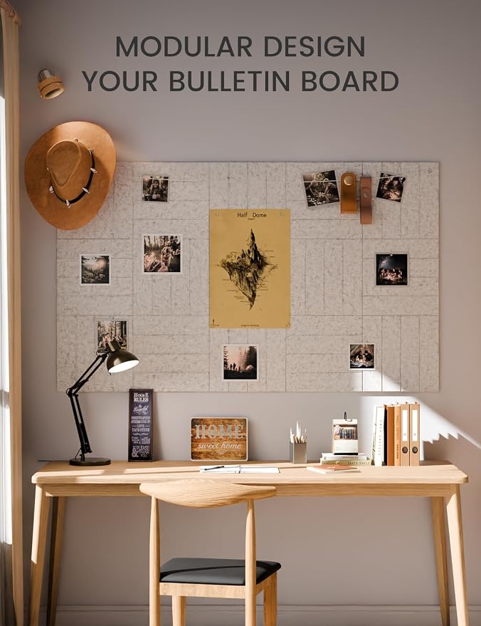 Fluxynara Large Felt Bulletin Board 48" x 36" Cork Board Alternative - 6 Pack with 32 Safe Removable Adhesive Tabs, Cork Boards for Walls for Home Office Classroom Pin Board-Light Gray