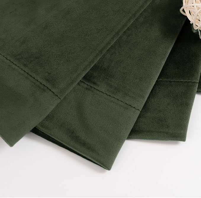 BGment Olive Green Velvet Curtains 108 Inches for Living Room, Thermal Insulated Blackout Curtains Room Darkening Drapes with Back Tab and Rod Pocket for French Door, Set of 2 Panels, 52 x 108 Inch