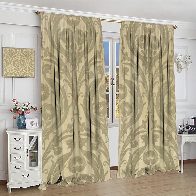 Rustic Vintage Flower Curtains William Morris Boho Country Floral Art Print Blackout Window Drapes for Bedroom Living Room Kitchen Cafe 36(W)*63(L) 2 Panels