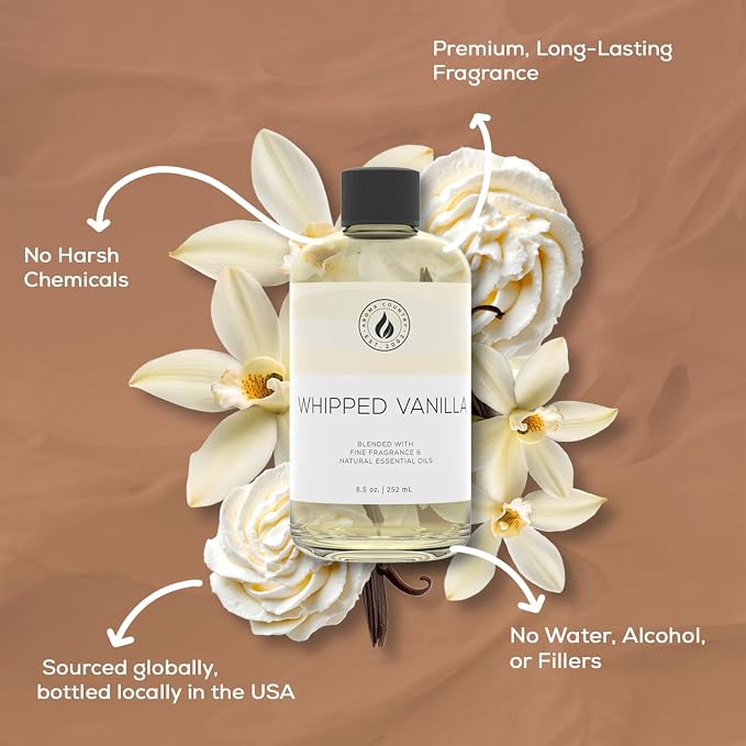 Aroma Country Whipped Vanilla Luxury Diffuser Oil Refill (8.5 Fl Oz) | Hotel-Inspired • Long-Lasting Home Fragrance • for Aromatherapy, Reed Diffusers, Diffuser Machines & Room Sprays