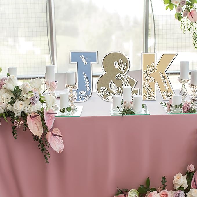 Layered 12 Inch Large Wooden Letters for Wall Decor, Flowered Paintable Wooden Nursery Letters for Crafts Wood Alphabet Letter L for Birthday Boho Nursery Name Sign Wedding Home Decoration