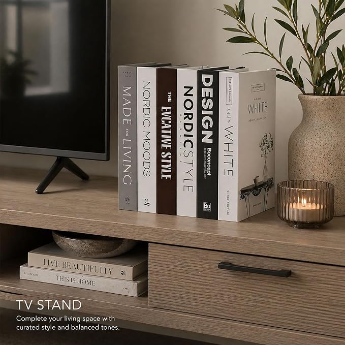 Decorative Faux Books Set of 6 – Modern Luxury Fake Books for Home Decor, Coffee Table & Bookshelf Styling, Aesthetic Stacked Book Decor for Living Room & Entryway