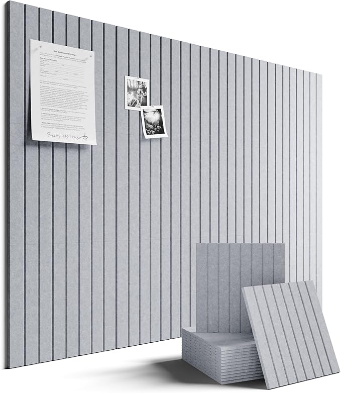 Fluxynara Large Felt Bulletin Board 48" x 36" Cork Board Alternative-12 Pack with 64 Safe Removable Adhesive Tabs, Cork Boards for Walls for Home Office Classroom Pin Board-Soft Gray