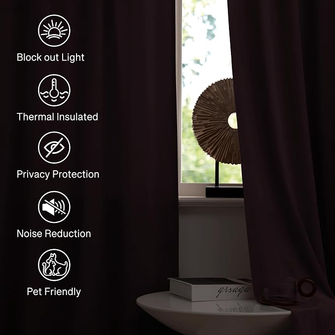 StangH Luxury Purple Curtains 96 inches Privacy Window Drapes, 2 Panels | 300GSM Heavy Soft Velvet, Thermal Insulation, Privacy & Noise Reducing, Bedroom, Living Room, Dining Room, Theater
