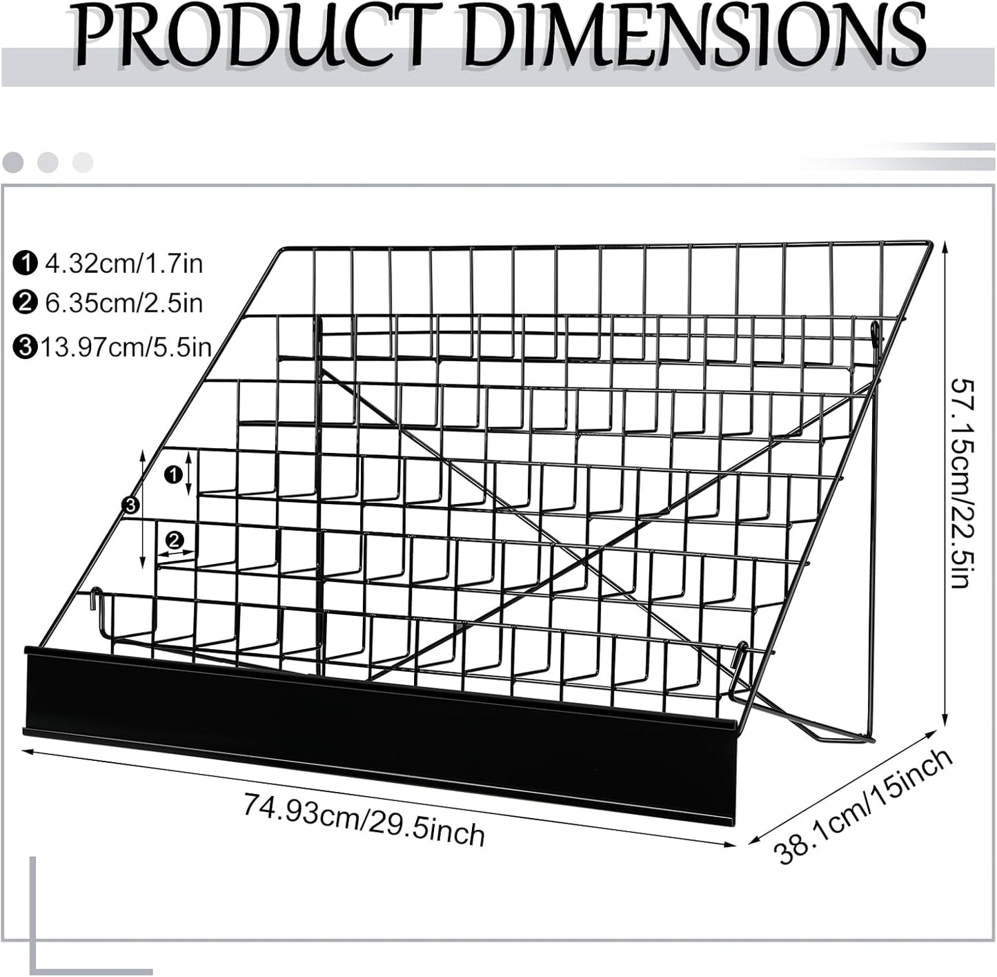 Queekay 6 Tier Wire Countertop Rack black Comic Book Holders Wide Wire Magazine Rack Tabletop Display Stand for Table Top Book Brochure Literature Comic Greeting Card Shelf Holder Stand