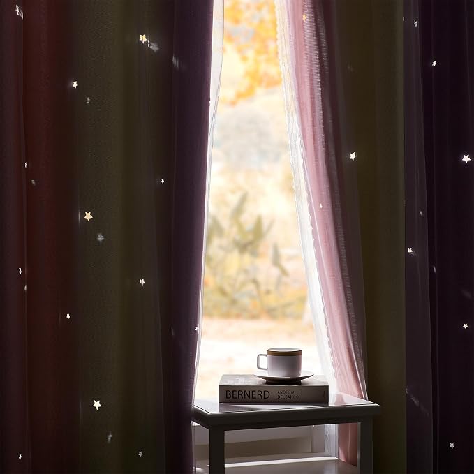 XiDi Curtains for Bedroom Decor, Rainbow Pink PurpleYellow34/90/1