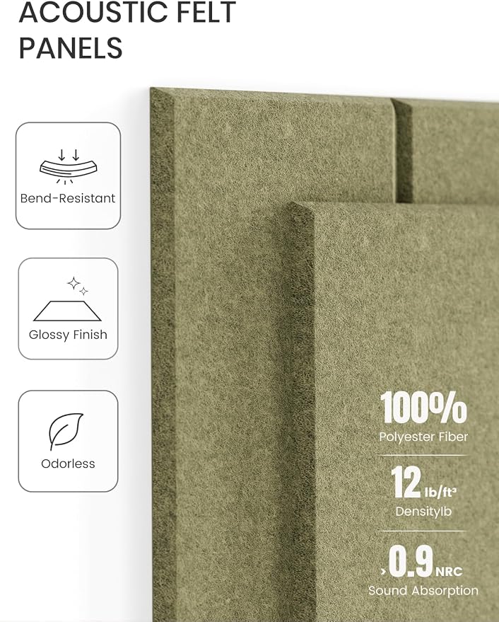 Fluxynara Large Felt Bulletin Board 48" x 36" Cork Board Alternative - 6 Pack with 32 Safe Removable Adhesive Tabs, Cork Boards for Walls Cork Board for Home Office Classroom Pin Board -Olive Green