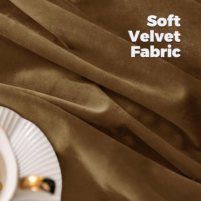 BGment Brown Velvet Curtains 84 inches for Living Room, Thick Thermal Insulated Blackout Curtains Noise Reduce Back Tab and Rod Pocket Luxury Drapes for Bedroom, 2 Panels, 42 x 84 Inch, Bronze Brown
