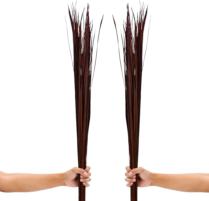 Leewadee Tall Vase Filler, Natural Grass Stems – 2 Bunches of Colored Branches for Vases, Carefully Dried Twigs for Home and Bar Decoration, 45 inches, Bordeaux