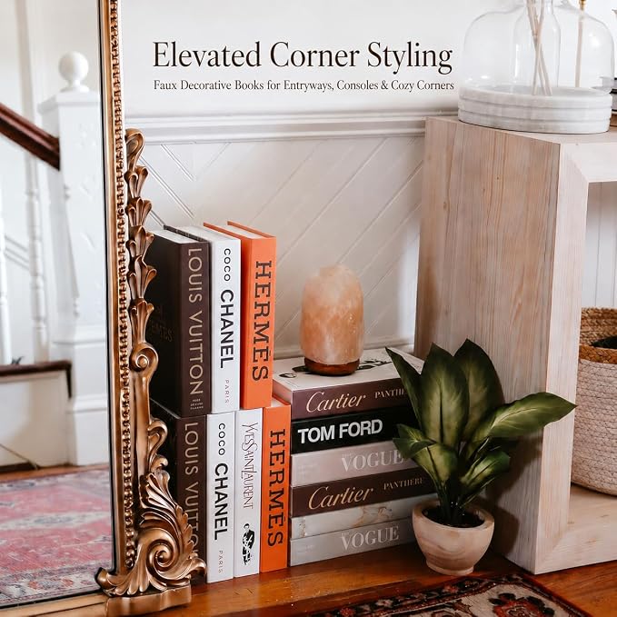 PROBENEX 4 Pcs Decorative Books | Faux Glam Coffee Table & Shelf Decor | Glamorous Designer Look for Living Room, Office and Entryway - Not Real, Tool-Free 2-Min Setup