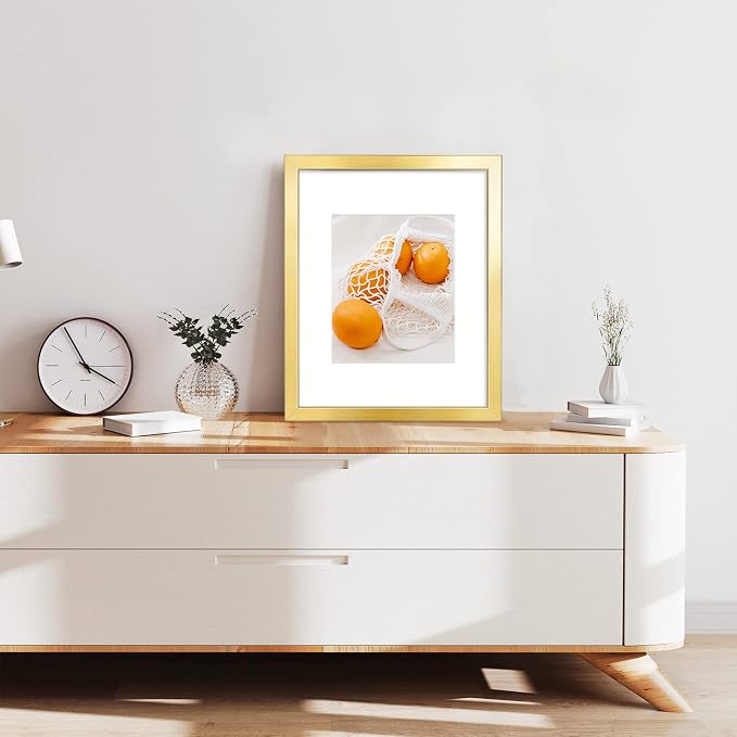 LaVie Home 16x20 Picture Frame Gold Poster Frame,Display Pictures 11x14 with Mat or 16x20 Without Mat, Stable and Sturdy Frame and Polished Plexiglass, Horizontal and Vertical Format of The Walls