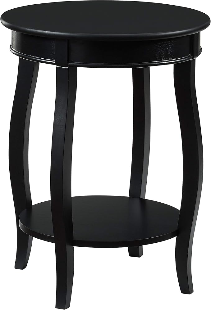 Powell Furniture Round Table with Shelf, Black