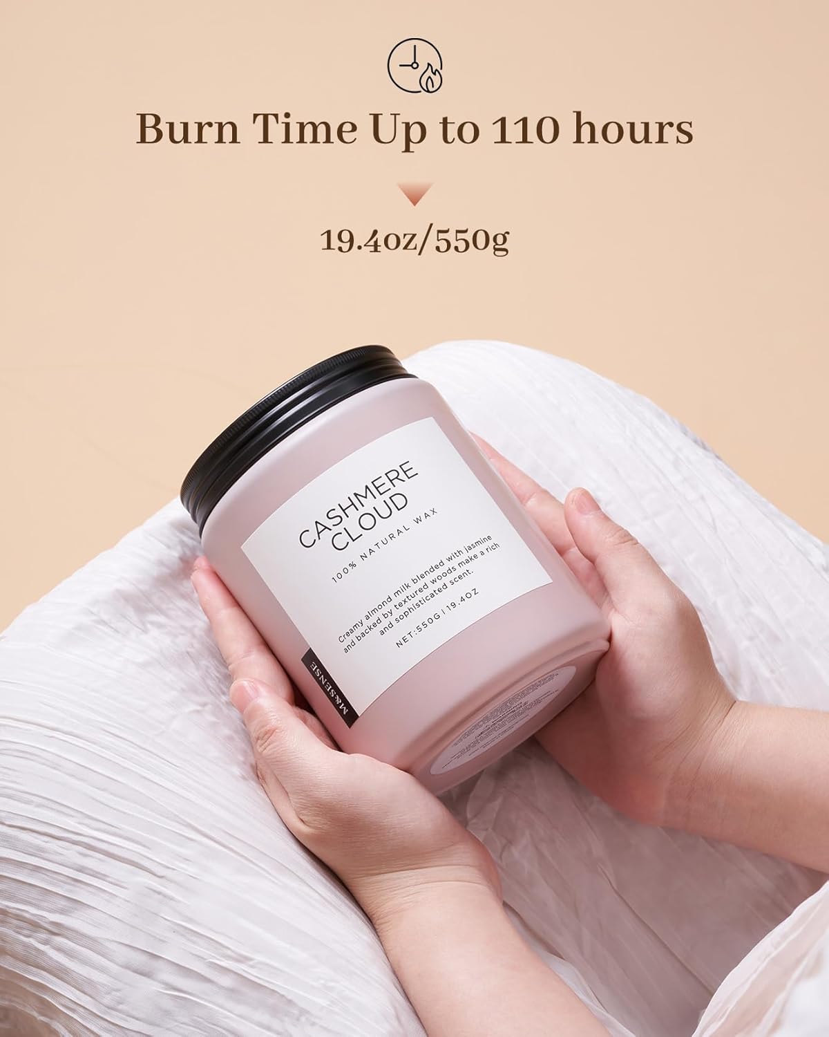 M&SENSE Creamy Almond Milk Scented Candles, 19.4oz 110 Hour Long Lasting 2 Wick Organic Natural Soy Wax in Glass Jar Candle for Bedroom Kitchen Home Decor, Housewarming Gifts for Family Friends