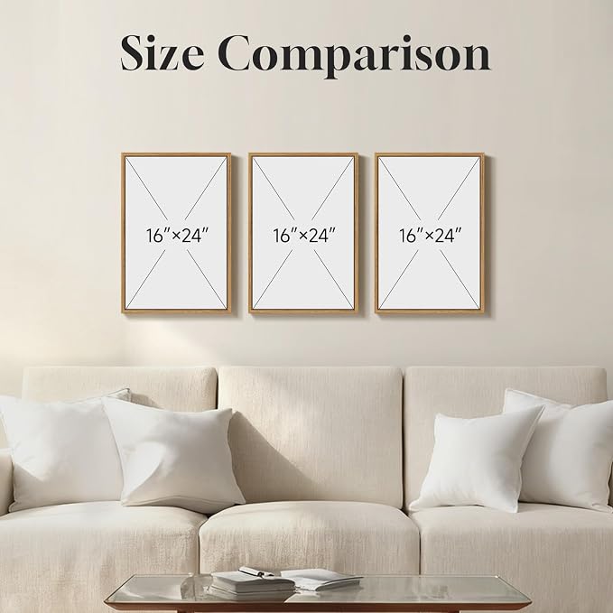 Framed Watercolor Botanical Wall Art for Bedroom, 3 Piece Colorful Floral Canvas Artwork for Walls, Large Farmhouse Wildflower Flower Prints Paintings for Living Room Entryway Wall Decor 16x24 Inch
