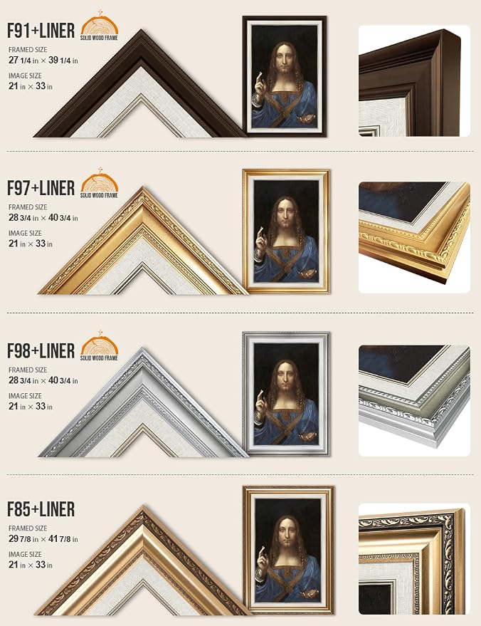 DECORARTS - Portrait Of Christ in Salvator Mundi by Leonardo Da Vinci. World Famous Painting Reproduction. Giclee Prints in Classic Golden Frame Ready to Hang