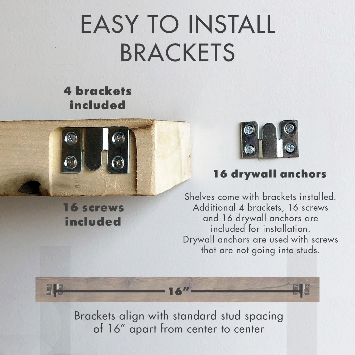 Urban Legacy Reclaimed Barnwood Planks | Floating Shelves for Wall w/Flush Mount Shelf Bracket Set Included | Set of 2 (Natural, 18"x 4.5"x 2")