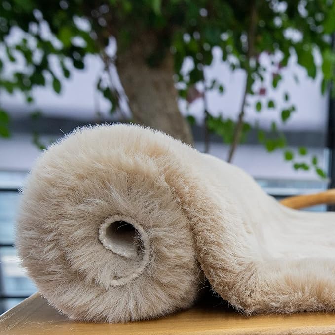 ORINOVA Light Brown Beige Fluffy Faux Fur Rugs for Bedroom Washable Furry Rug for Living Room Indoor Sheepskin Area Rugs 4x6 Nursery Rug