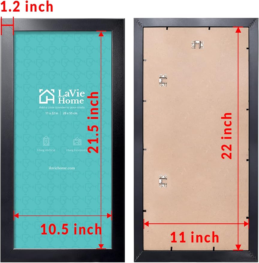 LaVie Home 11x22 Newspaper Frame Without Mat, Black Frame with High Definition Plexiglass, Fits 11x22 Inch Newspaper, Assorted Media Cover Frame（1 Pack）