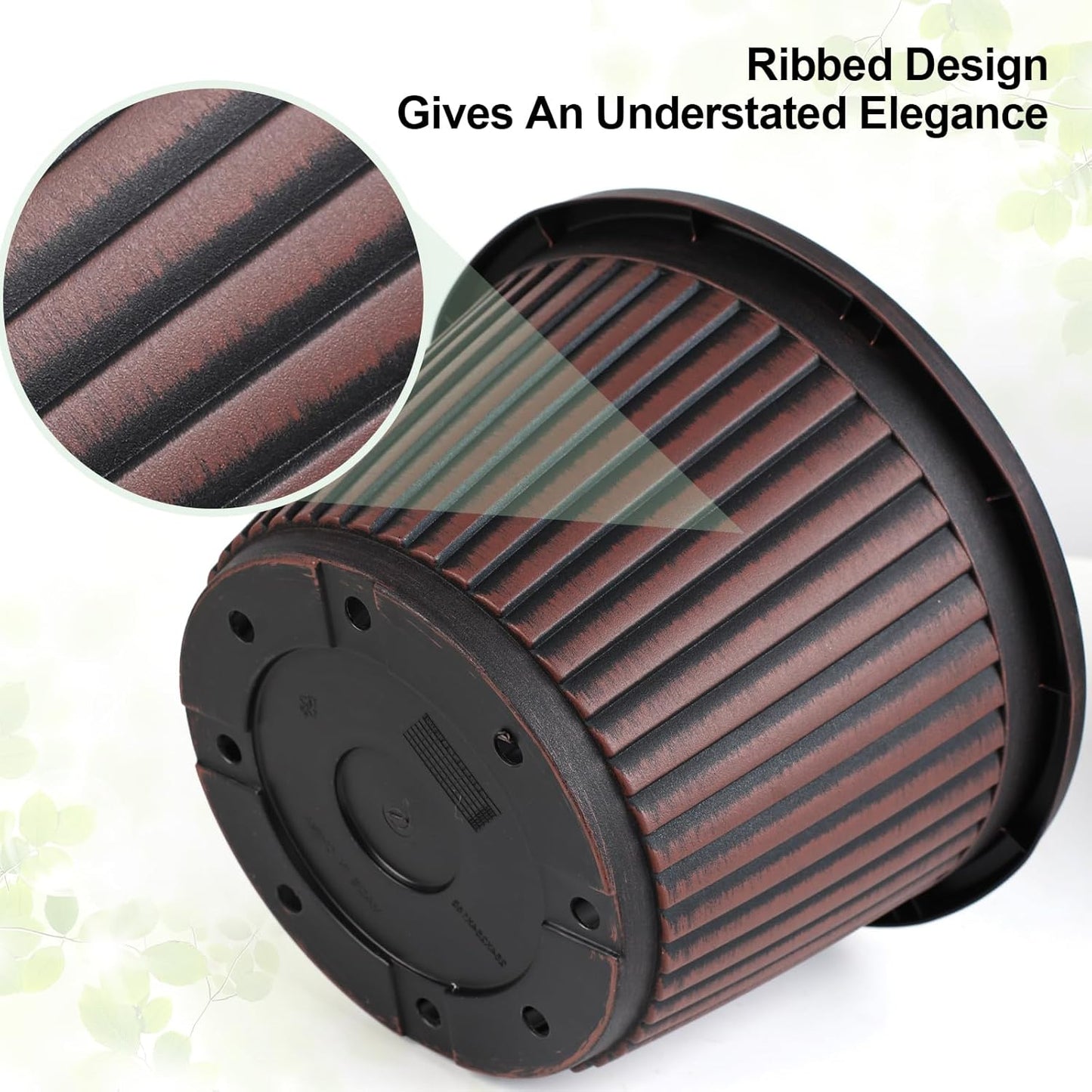 10 Inch Planter-Pots-for-Plants-Indoor-Outdoor, 4 Pack Plastic Flower Pots with Saucer & Drainage Holes, Modern Decorative Resin Garden Pots