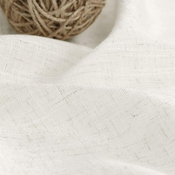 Nanspring Extra Wide 100x96 Inch Linen Curtains for Living Room Divider Light Filtering Semi Sheer Patio Curtains for Sliding Door Natural Coastal Decor Sunroom Floor to Ceiling Window Curtain
