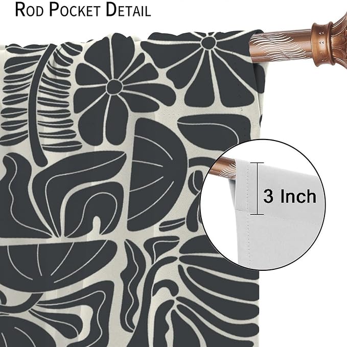 JESTRONRY Mid Century Boho Curtains, Modern Abstract Abstract Geometric Floral Pattern Print Blackout Window Door Curtains for Bedroom Living Room Home Decor 63x72in