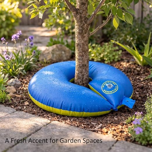 Slow Release Ring-Style Tree Watering Bag - 15 Gallon Watering Ring for Trees, Discipline Essentials (8 Pack, Blue/Yellow)