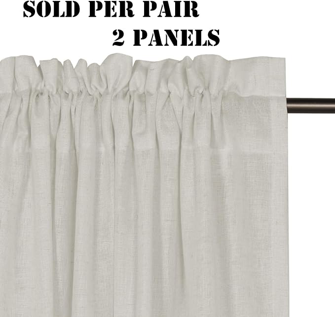 H.VERSAILTEX Linen Curtains Elegant Natural Linen Semi Sheer Curtains Energy Light Filtering Rod Pocket Window Treatments Panels for Living Room (Set of 2, Pale Oak, 52 inch W X 72 inch L)