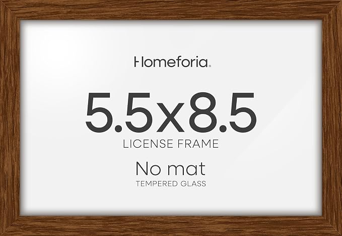 Homeforia 5.5 x 8.5 Business License Frame Brown, High End Dark Oak 5.5x8.5 Wooden Certificate Frames, 5.5 by 8.5 Walnut Wood Document Frame for Wall or Tabletop, Tempered Glass, Wall Kit, Set of 3
