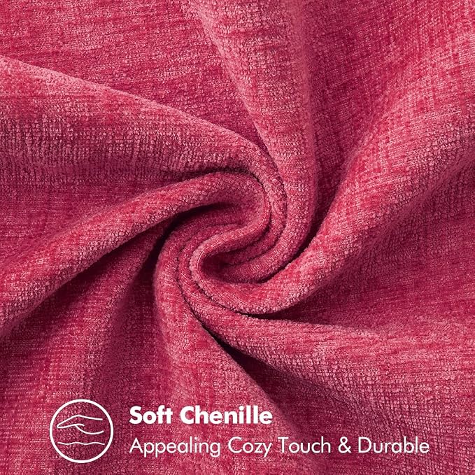 MIULEE Pack of 2 Summer Throw Pillow Covers 20x20 Inch Hot Pink Farmhouse Decorative Pillow Covers with Stitched Edge Soft Chenille Solid Dyed Pillow Covers for Couch Sofa Bed Living Room