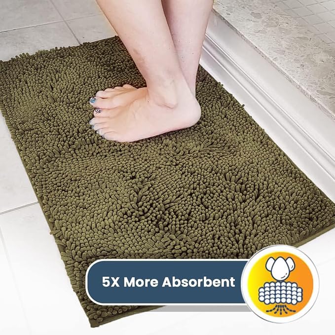 Muddy Mat® | Super Water Absorbent Door Mat Indoor, Microfiber Quick Dry Chenille Entryway Rug, Slip Resistant Front Door Mat, Indoor Mats for Entryway, Machine Washable Pet Rug, Sage 32" x 70"