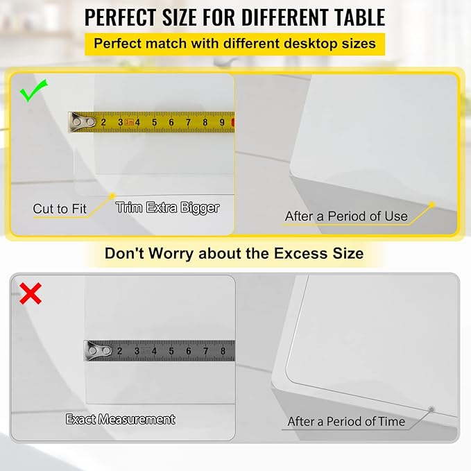 VEVOR 84 x 42 Inch Clear Table Cover Protector, 1.5mm Thick Clear PVC Desk Protector Pads, Plastic Tablecloth for Dining Room