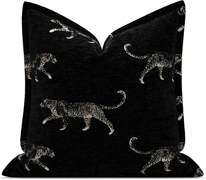 Double Sided Cheetah Pattern Throw Pillow Cover 22x22 Inch, Luxury Reversible Design Pillow Covers with Invisible Zipper for Sofa Bed Bedroom Living Room Home Decor