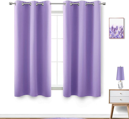 KOUFALL Lavender Purple Curtains for Bathroom Small Window 2 Panels Blackout Short Curtains for Bedroom Kids Girls Room 45 Inch Length Orchid Periwinkle