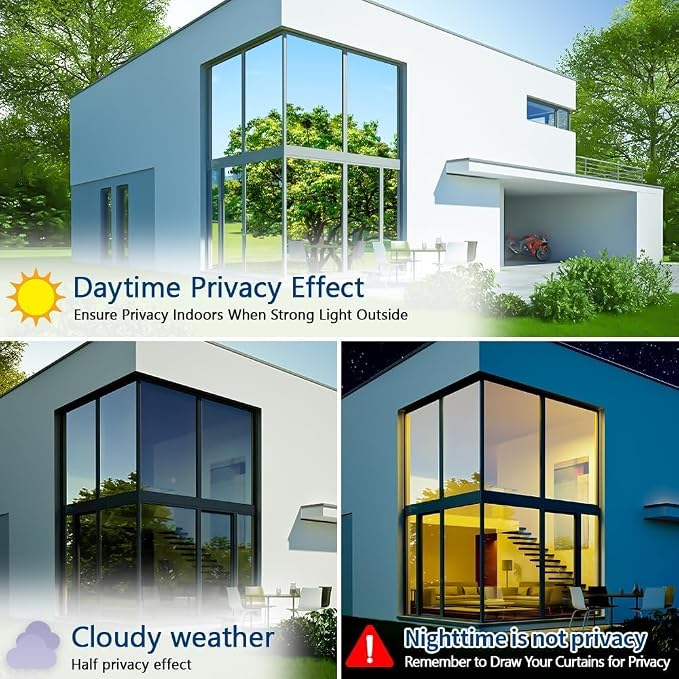 One Way Privacy Window Film 24" x 78.7" with Installation Tools, Silver Mirror Window Tint See Out Not in, Daytime Privacy in Sunny Conditions, Heat Control UV Blocking for Home Office