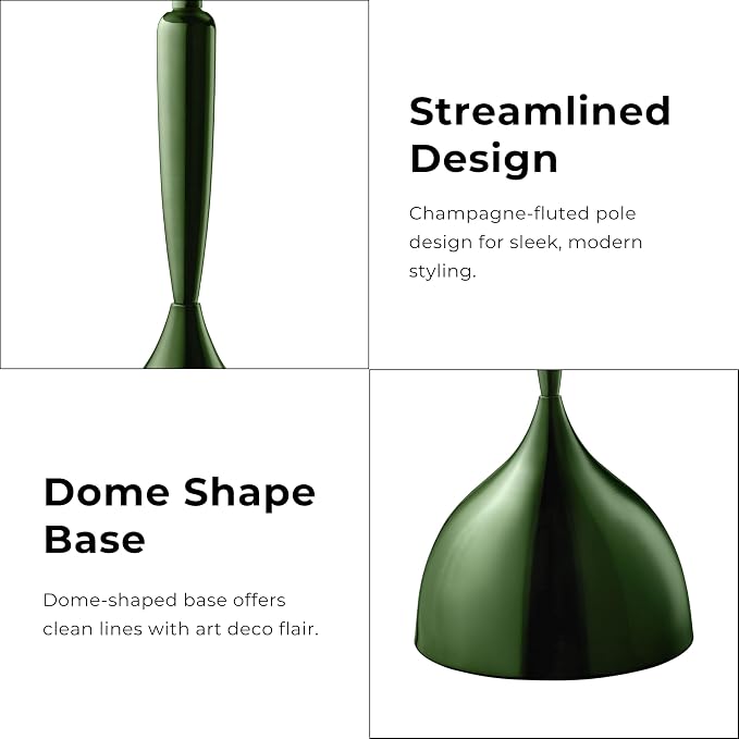 Homes: Inside + Out Halric Modern 24" Tall Round End Table with Decorated Tabletop and Iron Metal Base, Accent Furniture, Elegant Pedestal Stand for Living Room, Home Office, Chrome Green