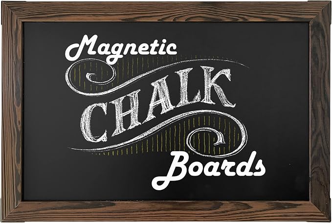 Loddie Doddie Magnetic Chalkboard Sign - 20 x 30 in, Rustic Wood Frame - Wall Mount Magnetic Bulletin Board - Easy Erase Chalk Calendar & Photo Display - Magnet Board for Wall
