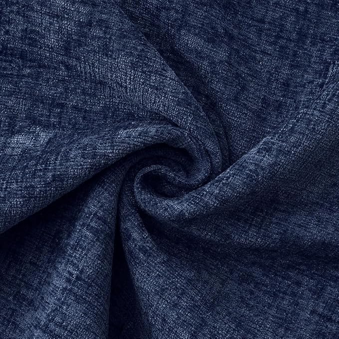 MIULEE Pack of 2 Lumbar Throw Pillow Covers 12x20 Inch Navy Blue Farmhouse Decorative Pillow Covers with Stitched Edge Soft Chenille Solid Dyed Pillow Covers for Couch Sofa Bed Living Room