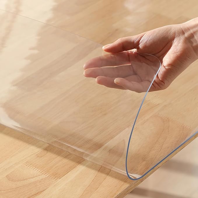 Clear Desk Mat 17 x 28 Inch 1.5mm Thick Desk Cover Protector Mat Vinyl Desk Pads on top of Desks Waterproof Plastic Table Cover PVC Table Protector Pads for Writing Desk Tabletop Night Stand Dresser
