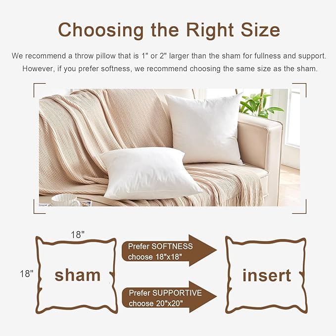 Organic Feather Down Throw Pillow Inserts (26x26 Inch, Set of 2) - 100% Cotton Shell, Filling of Feathers, Euro Square Decorative Pillow Form Core for Couch, Sofa, and Bed